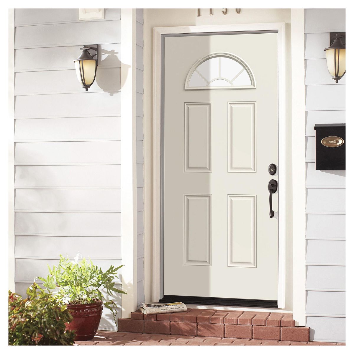 HOLZTEK - Puerta Exterior Acero Media Luna Blanco