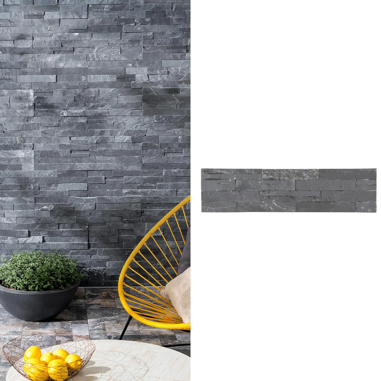 Piedra Natural Mosaico 60x15 cm Negro 0.63 m2 | Sodimac Chile