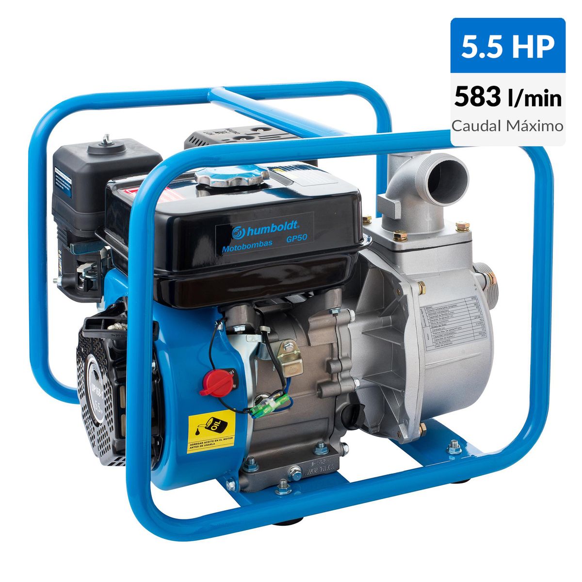 HUMBOLDT - Motobomba a Gasolina 2" 5,5HP 583 L/min