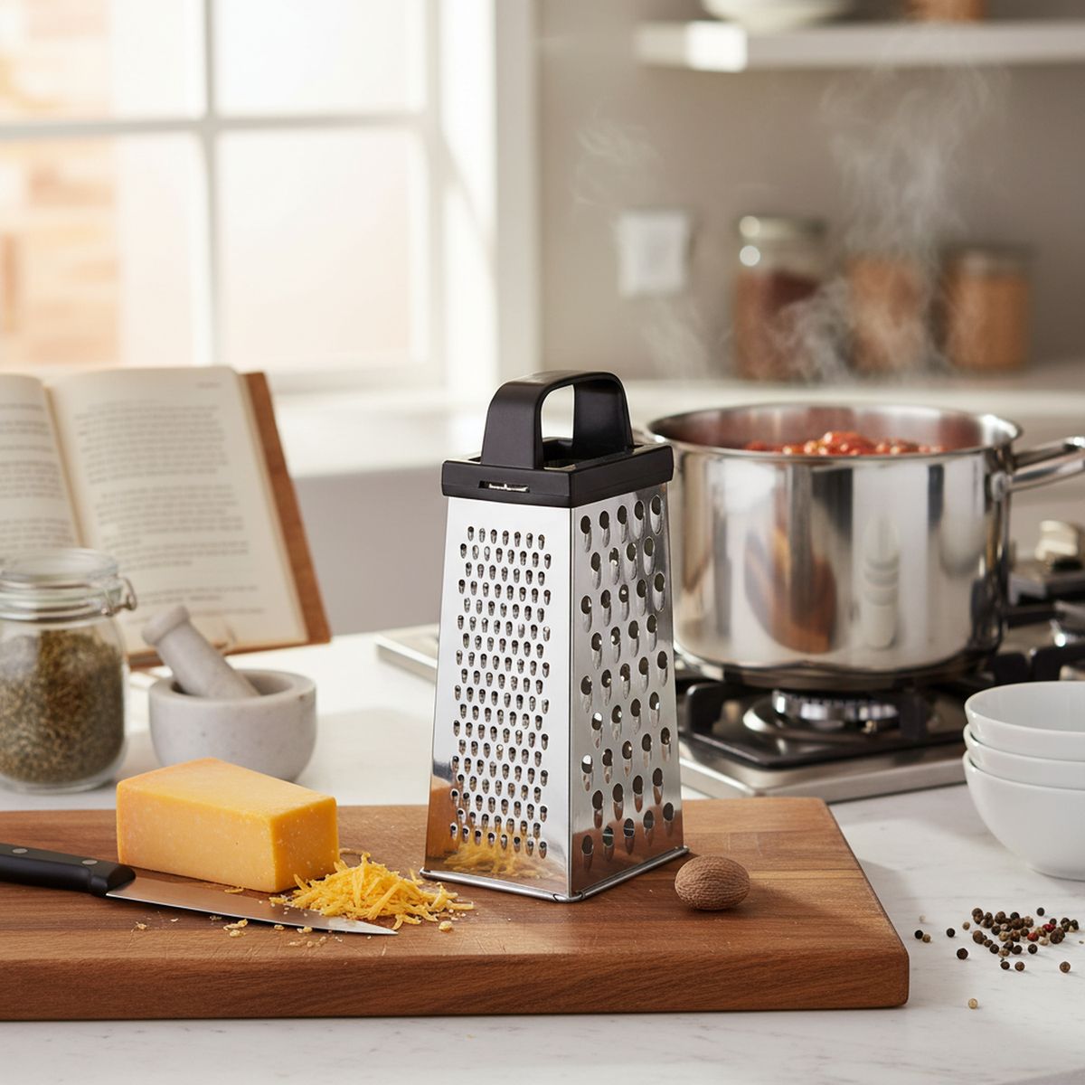 CASA BONITA - Rallador Multiusos Casa Bonita 4 Lados Gris 25 cm