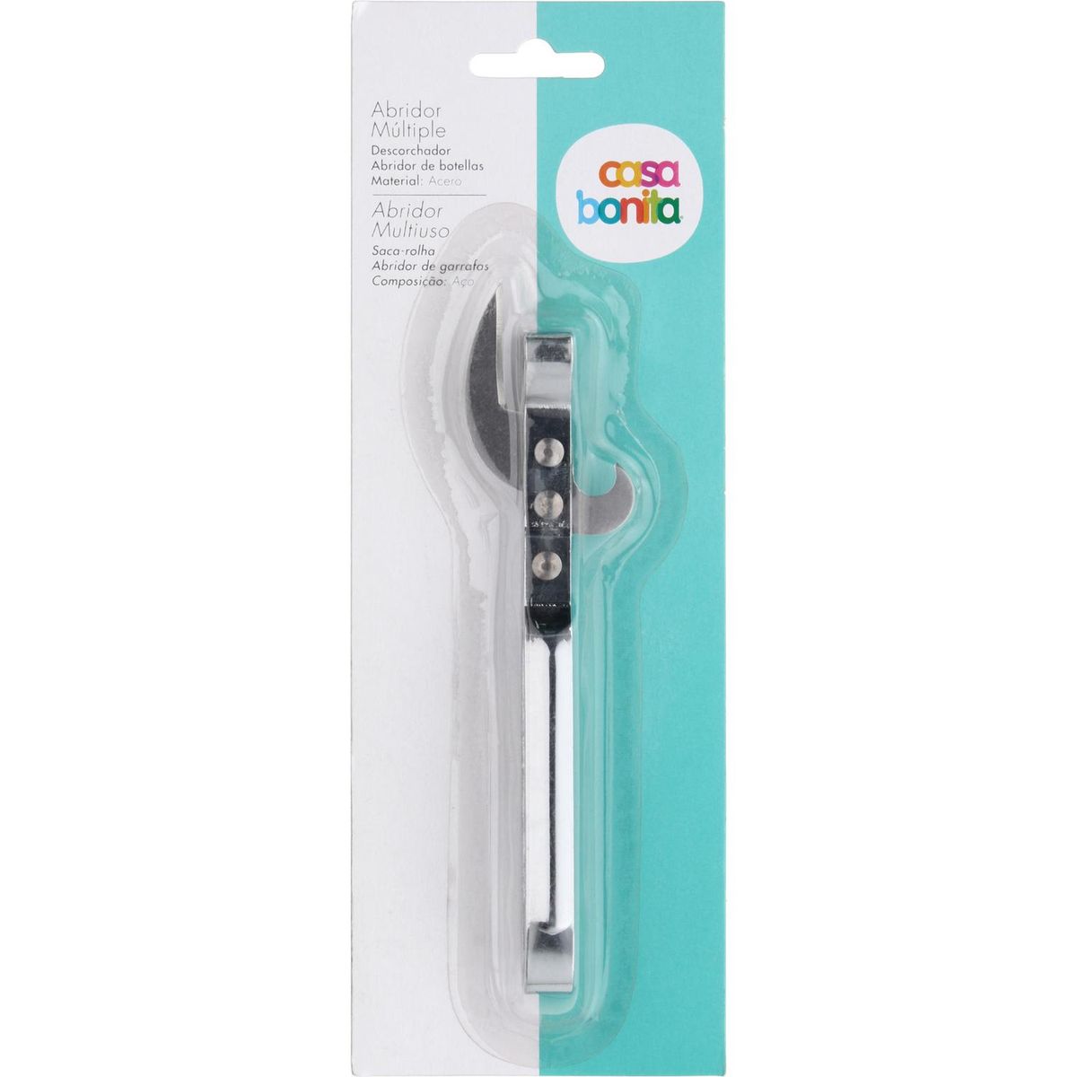 CASA BONITA - Abrelatas descorchador hierro