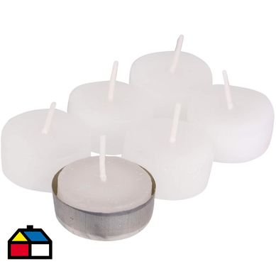 Set de velas tealight gardenia 6 unidades natural.