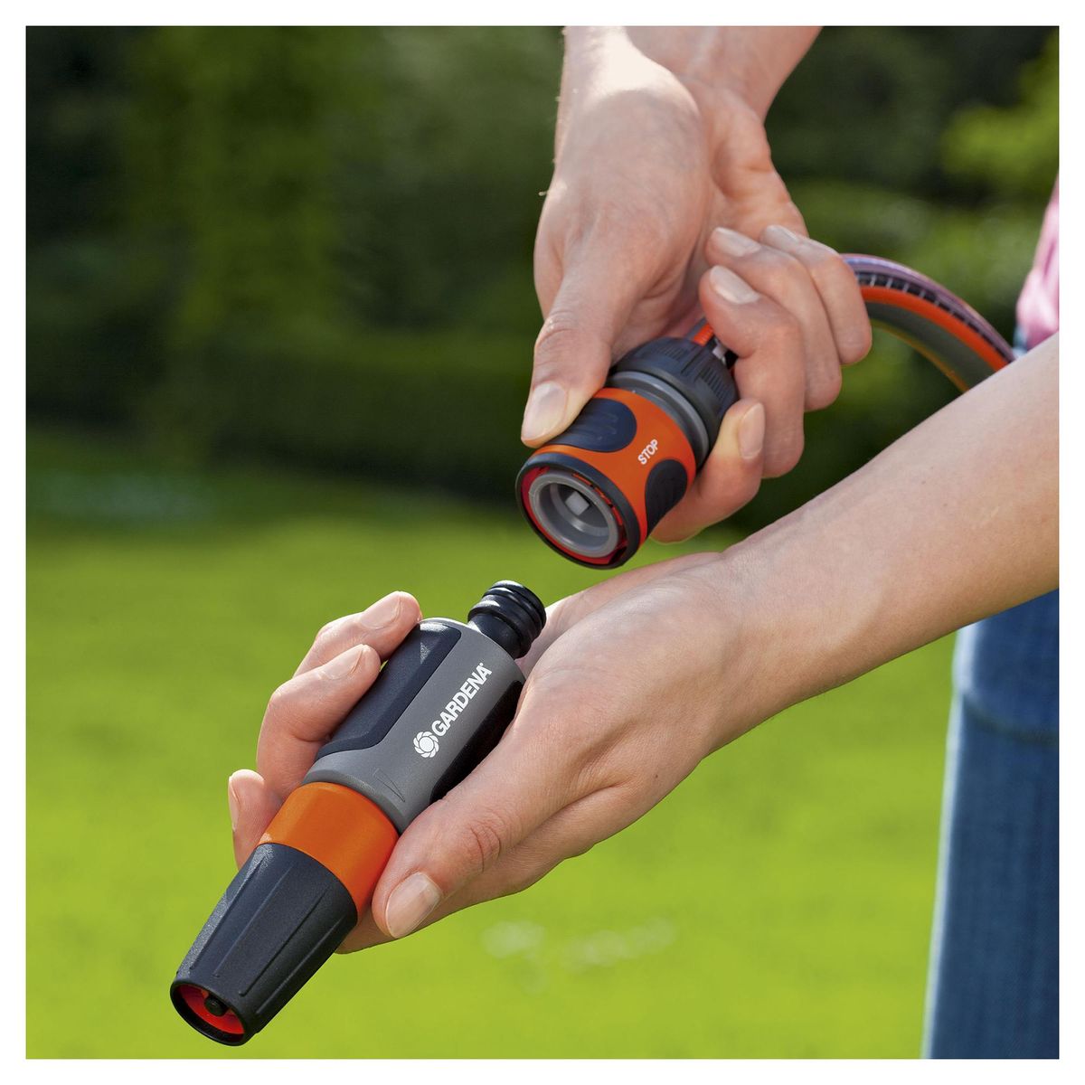 GARDENA - Conector para manguera 1/2" de plástico con stop