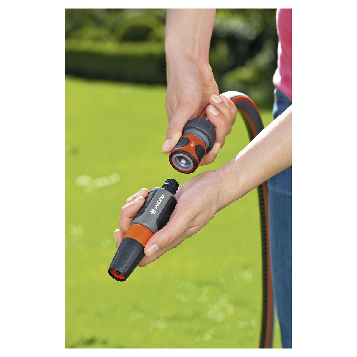 GARDENA - Conector para manguera 3/4" de plástico con stop