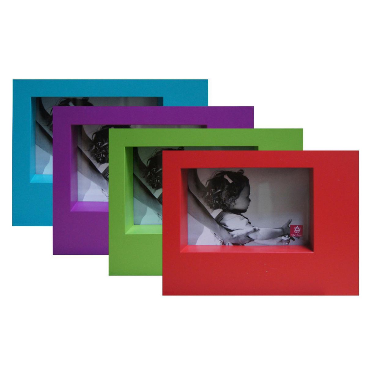 VGO - Marco de Foto Box 15x10 cm Colores Surtidos Plástico