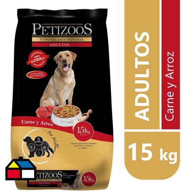 Alimento seco para perro adulto 15 kg carne y arroz