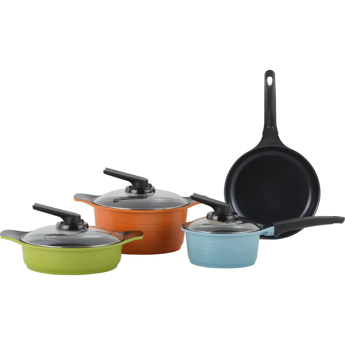 ROICHEN - Batería de Cocina 7 Piezas Aluminio Natural Multicolor