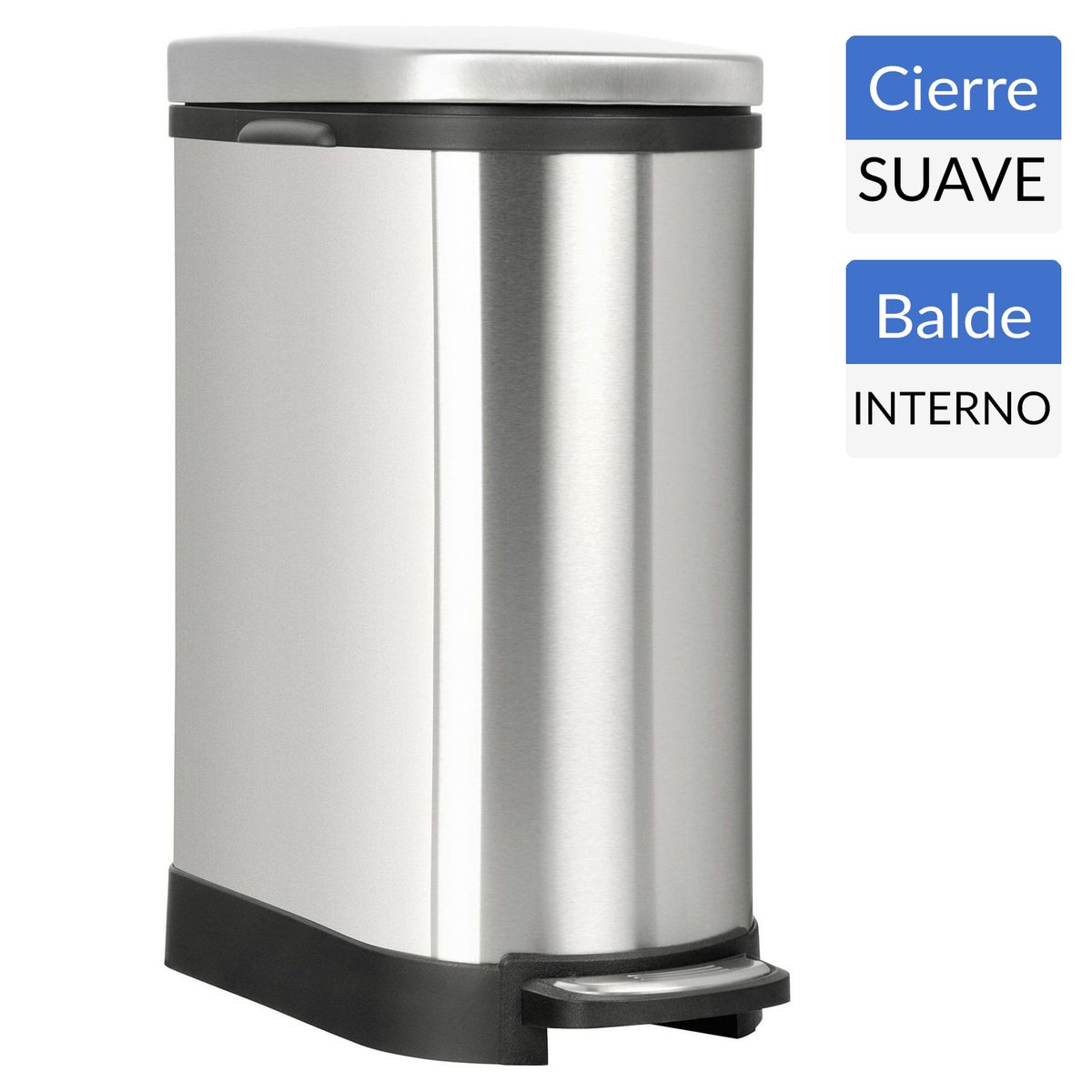 JUST HOME COLLECTION - Basurero 10 Litros Acero Inoxidable Gris