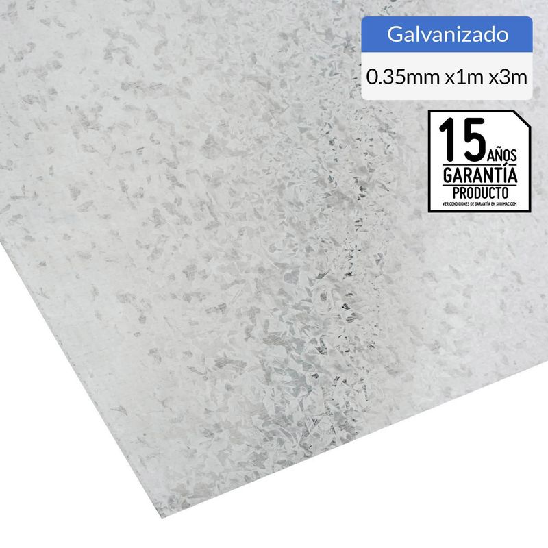 BOLKOW - Plancha Acero Galvanizado Liso 0.35 mm 100x300 cm Gris