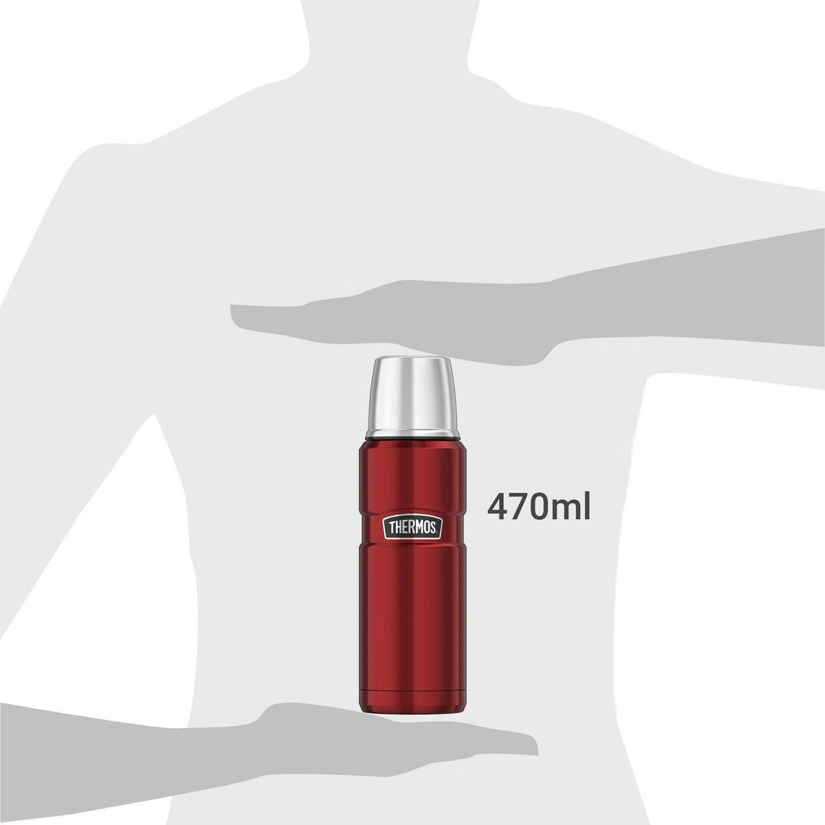 THERMOS - Termo para Agua 470 ml Rojo/ Plateado