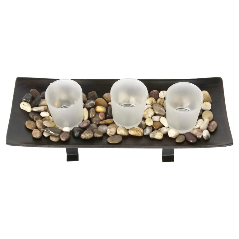 Portavela Rectangular 3 Velas Decorativas Hogar