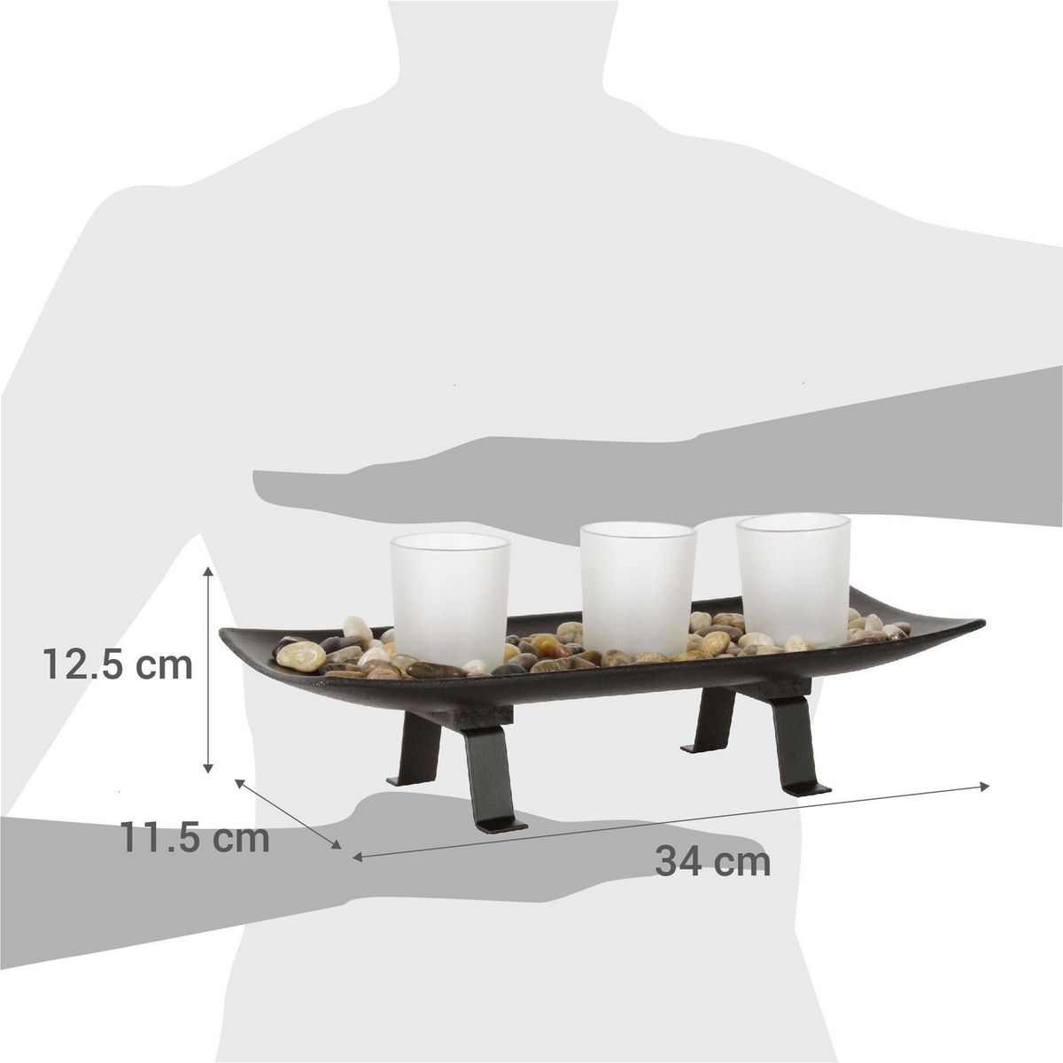 JUST HOME COLLECTION - Portavela 12,5x34x11,5 cm negro