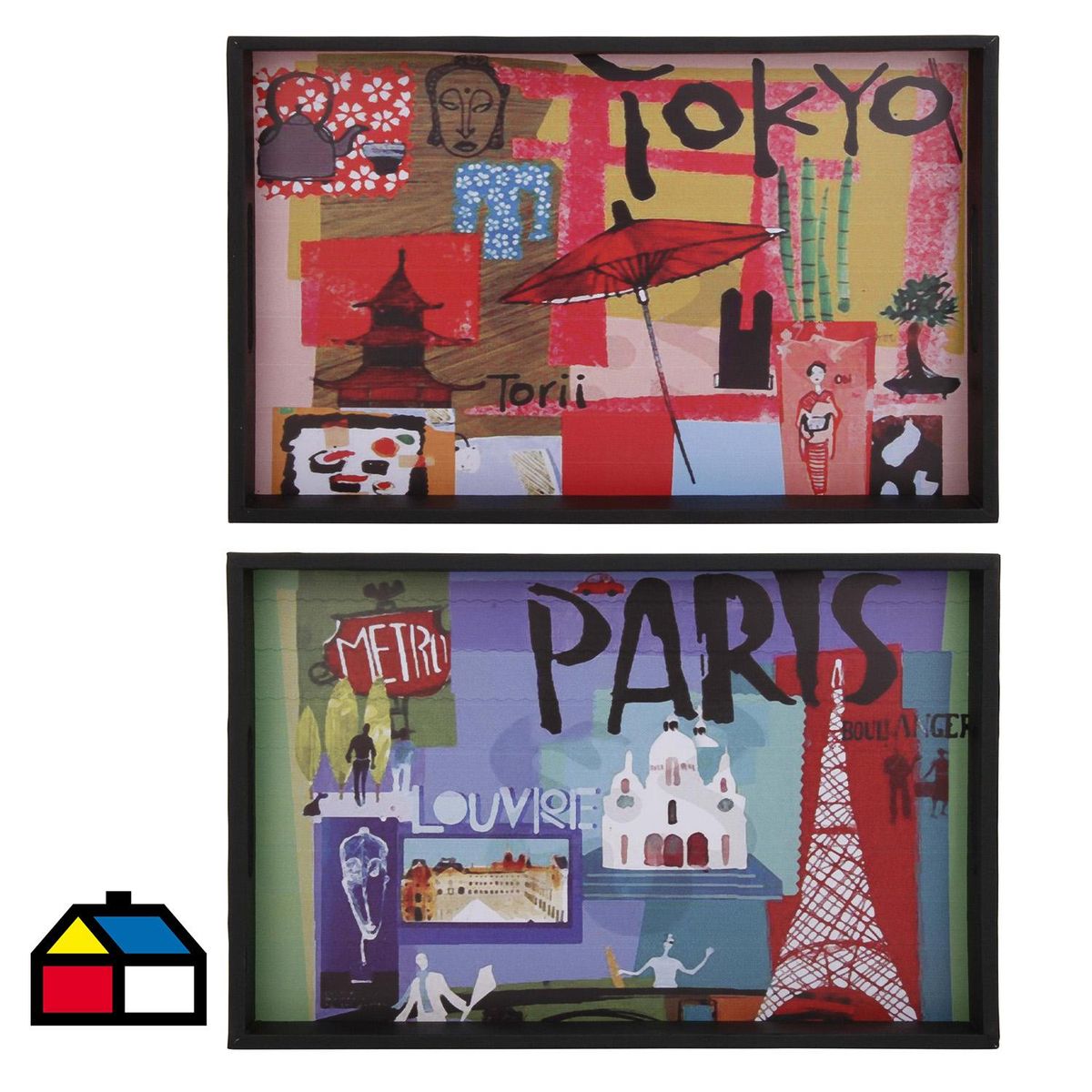 JUST HOME COLLECTION - Bandeja servir 52x34 cm diseño ciudades surtido