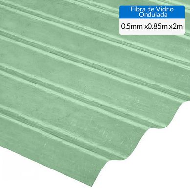 Plancha fibra de vidrio ondulada verde 0.5mmx0.85mx2.0m