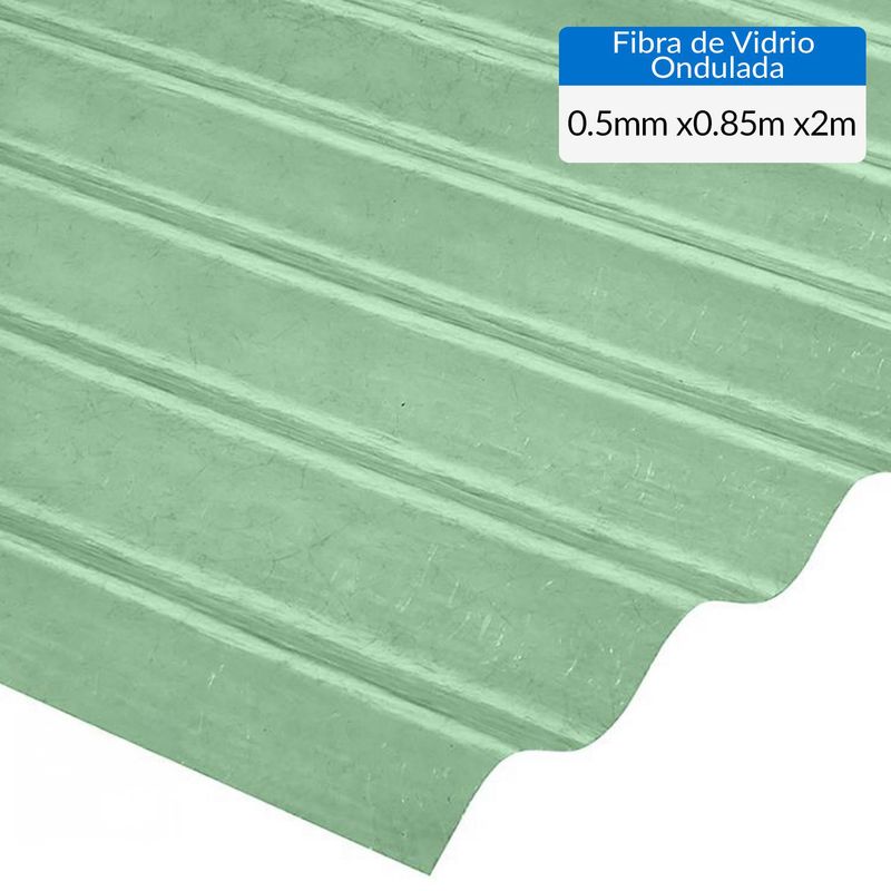 FEMOGLAS - Plancha Fibra de vidrio Ondulada 0.5 mm 85x200 cm Verde