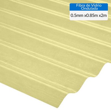 Plancha fibra de vidrio ondulada amarillo 0.5mmx0.85mx2.0m