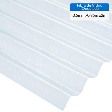 Plancha fibra de vidrio ondulada natural 0.5mmx0.85mx2.0m