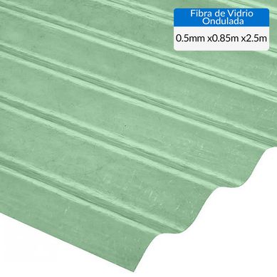 Plancha fibra de vidrio ondulada verde 0.5mmx0.85mx2.50m