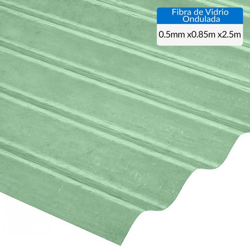 FEMOGLAS - Plancha Fibra de vidrio Ondulada 0.5 mm 85x250 cm Verde