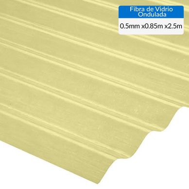 Plancha fibra de vidrio ondulada amarillo 0.5mmx0.85mx2.50m