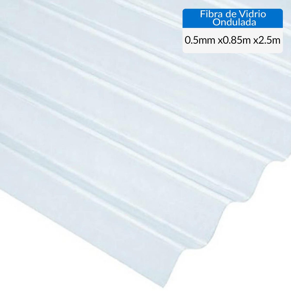 FEMOGLAS - Plancha Fibra de vidrio Ondulada 0.5 mm 85x250 cm Natural