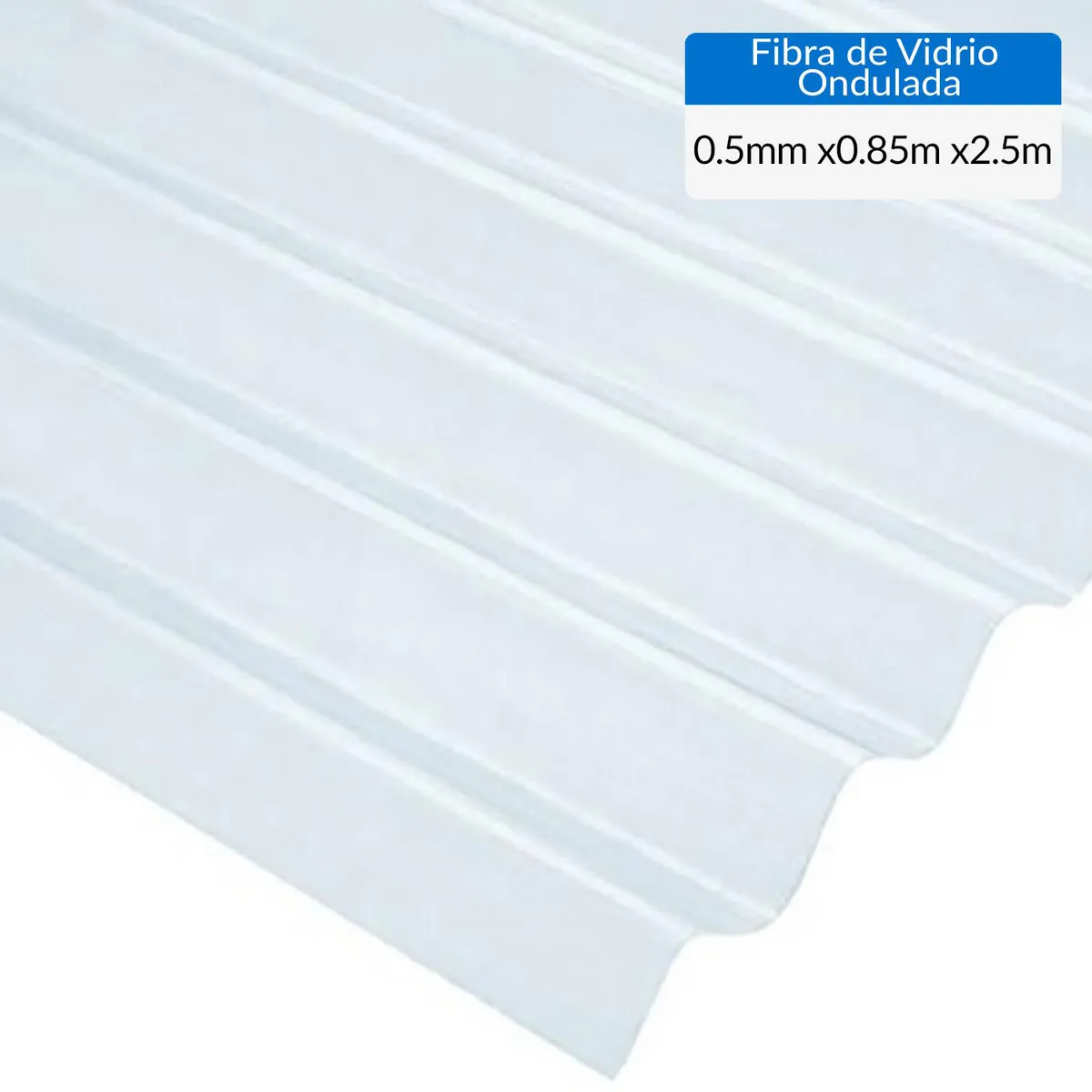 FEMOGLAS - Plancha Fibra de vidrio Ondulada 0.5 mm 85x250 cm Natural