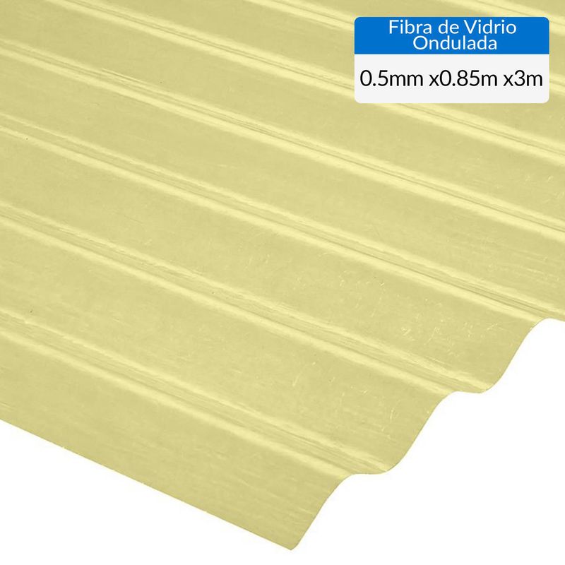 FEMOGLAS - Plancha Fibra de vidrio Ondulada 0.5 mm 85x300 cm Amarillo