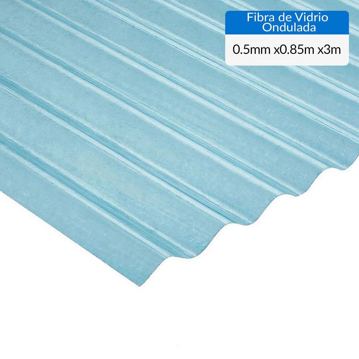 FEMOGLAS - Plancha Fibra de vidrio Ondulada 0.5 mm 85x300 cm Natural