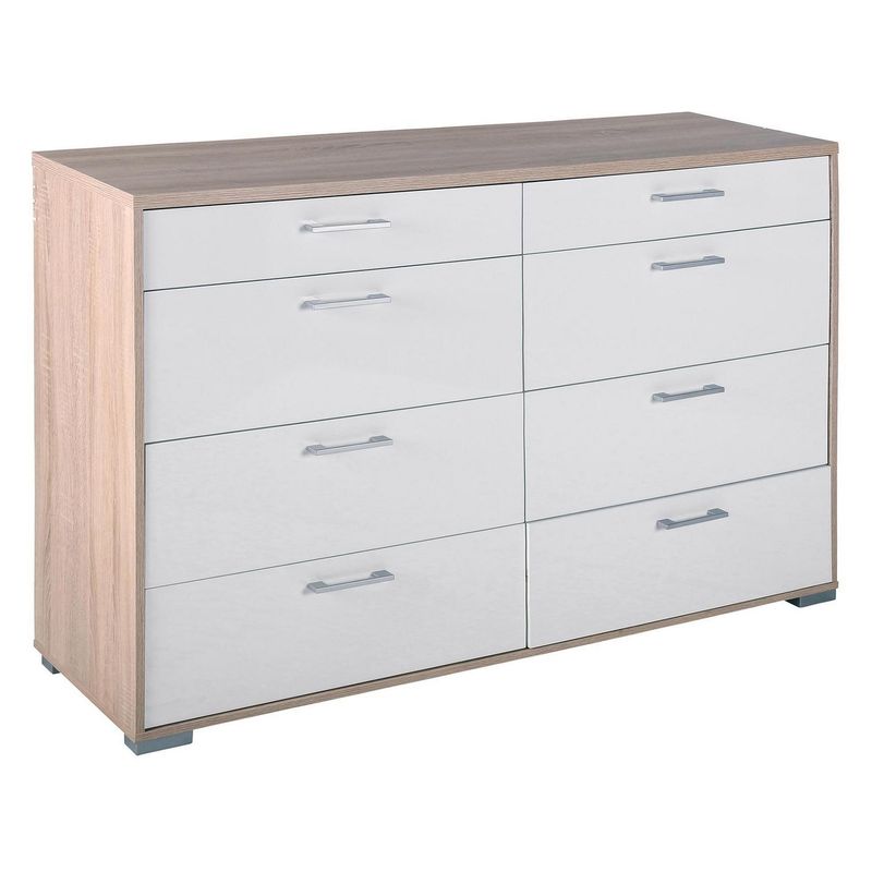 TVILUM - Comoda 8 cajones 139x43x92 homeline blanco/oak