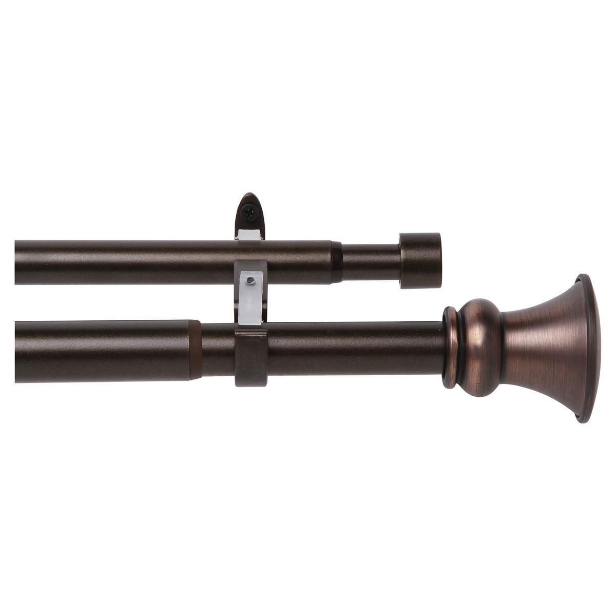 JUST HOME COLLECTION - Set de Barra Cortina Doble 25/22 mm extensible 112-274 cm Queen Cobre