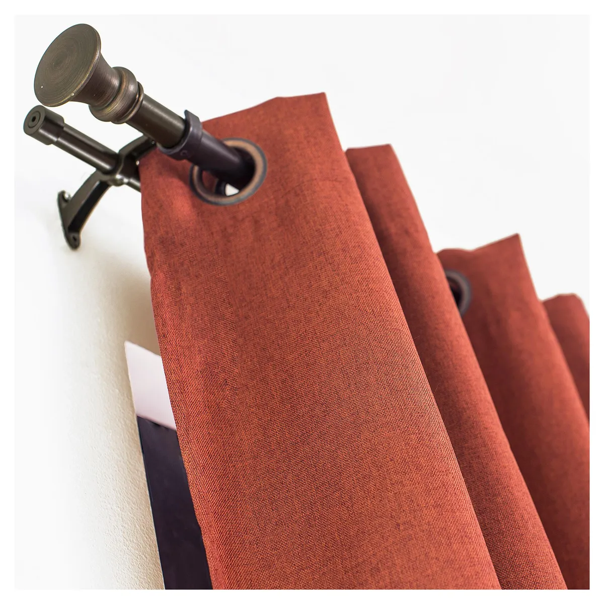 JUST HOME COLLECTION - Set de Barra Cortina Doble 25/22 mm extensible 112-274 cm Queen Cobre