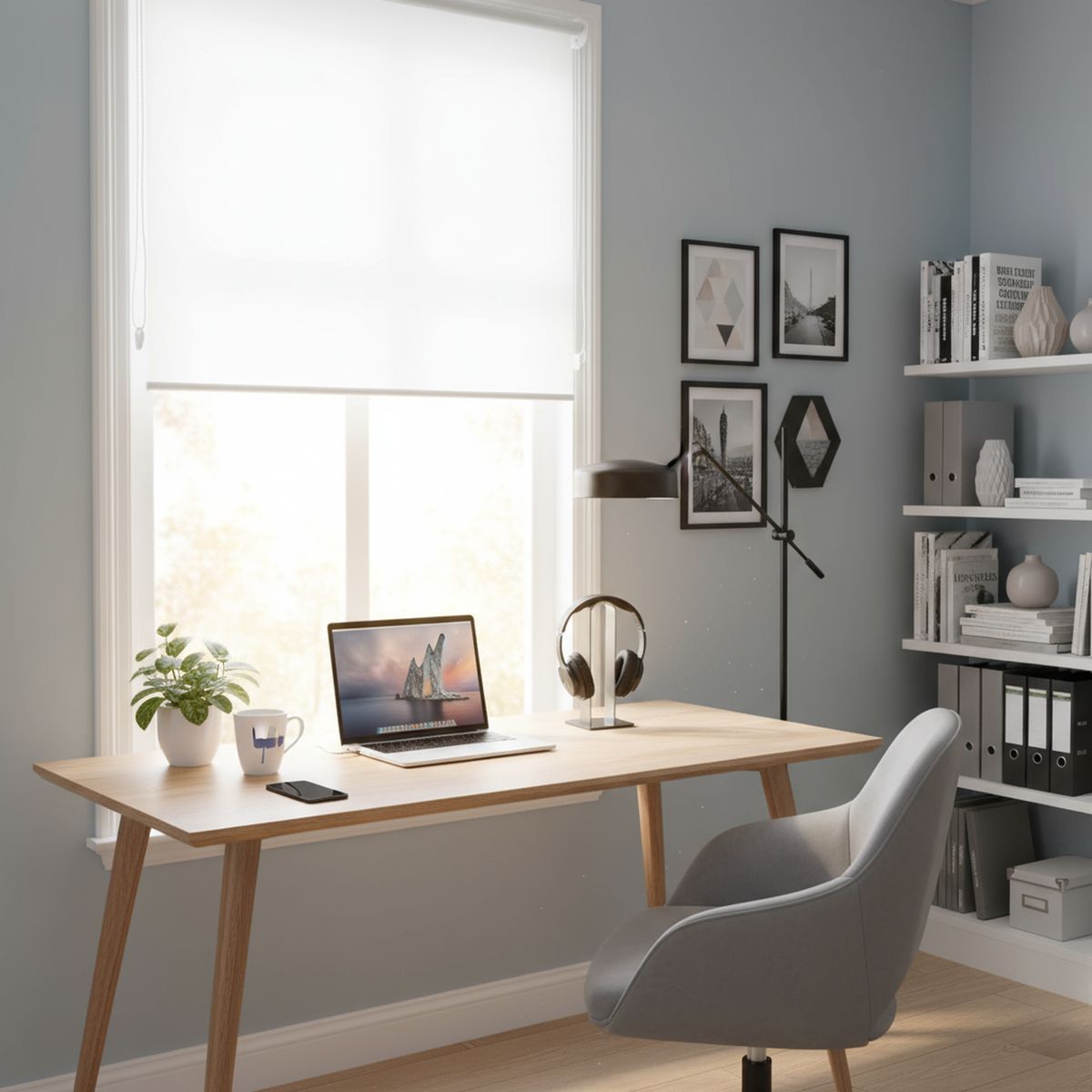 JUST HOME COLLECTION - Cortina Enrollable Doble Black Out y Tela Look Lino