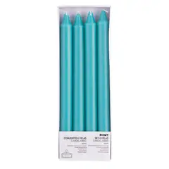 JUST HOME COLLECTION - Set de velas para candelabro 4 unidades turquesa