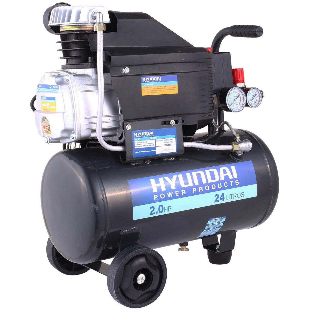 HYUNDAI - Compresor de Aire 2 HP 24 Litros HYAC24D