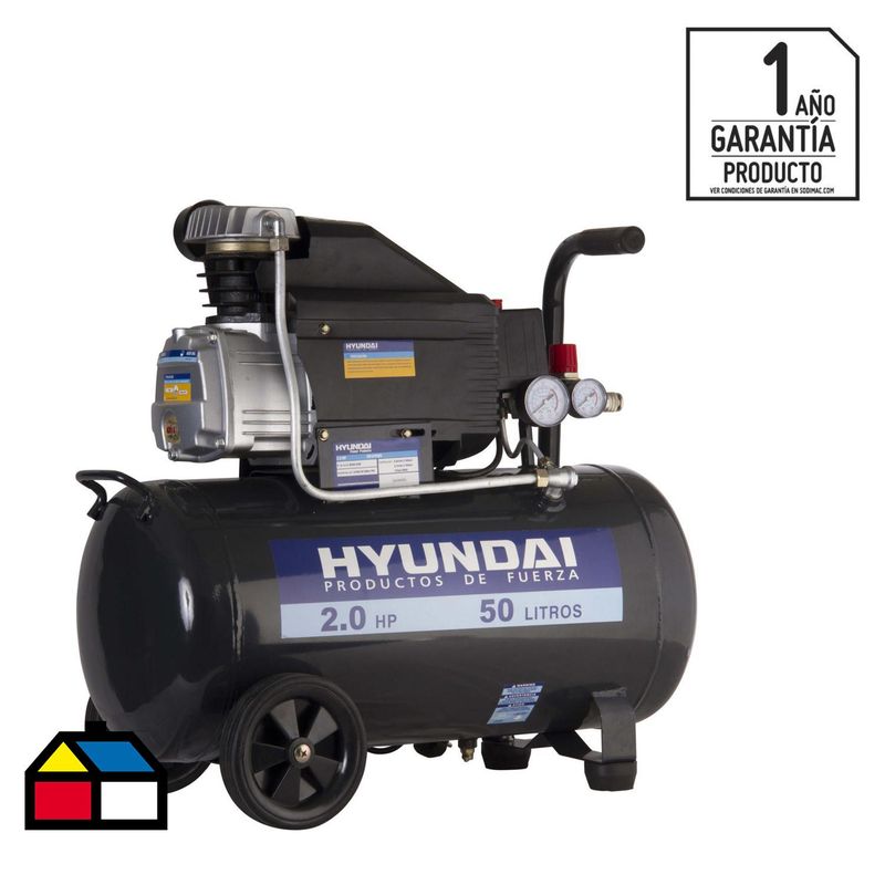 HYUNDAI - Compresor de Aire 2 HP 50 Litros HYAC50D
