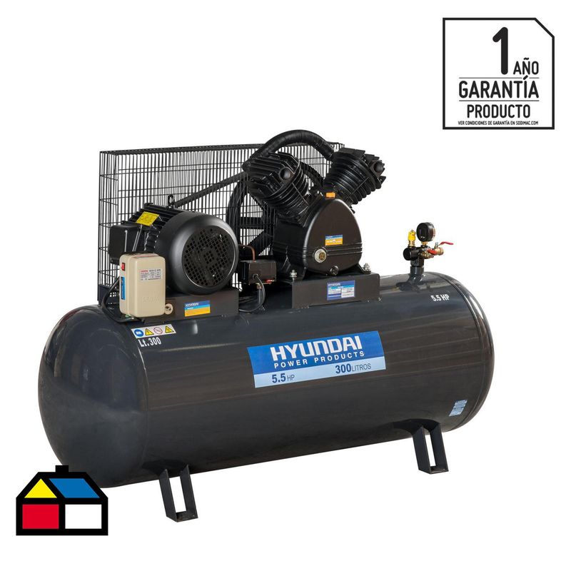 HYUNDAI - Compresor de Aire 5.5 HP 300 Litros HYAC300