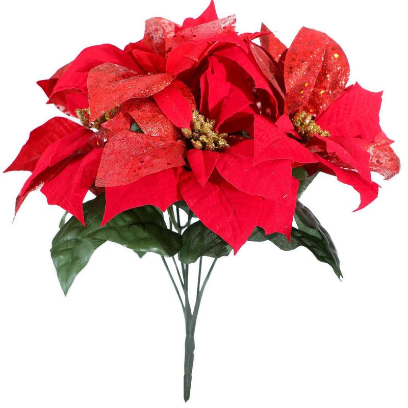 DEAR SANTA - Flor con hojas rojas 33 cm