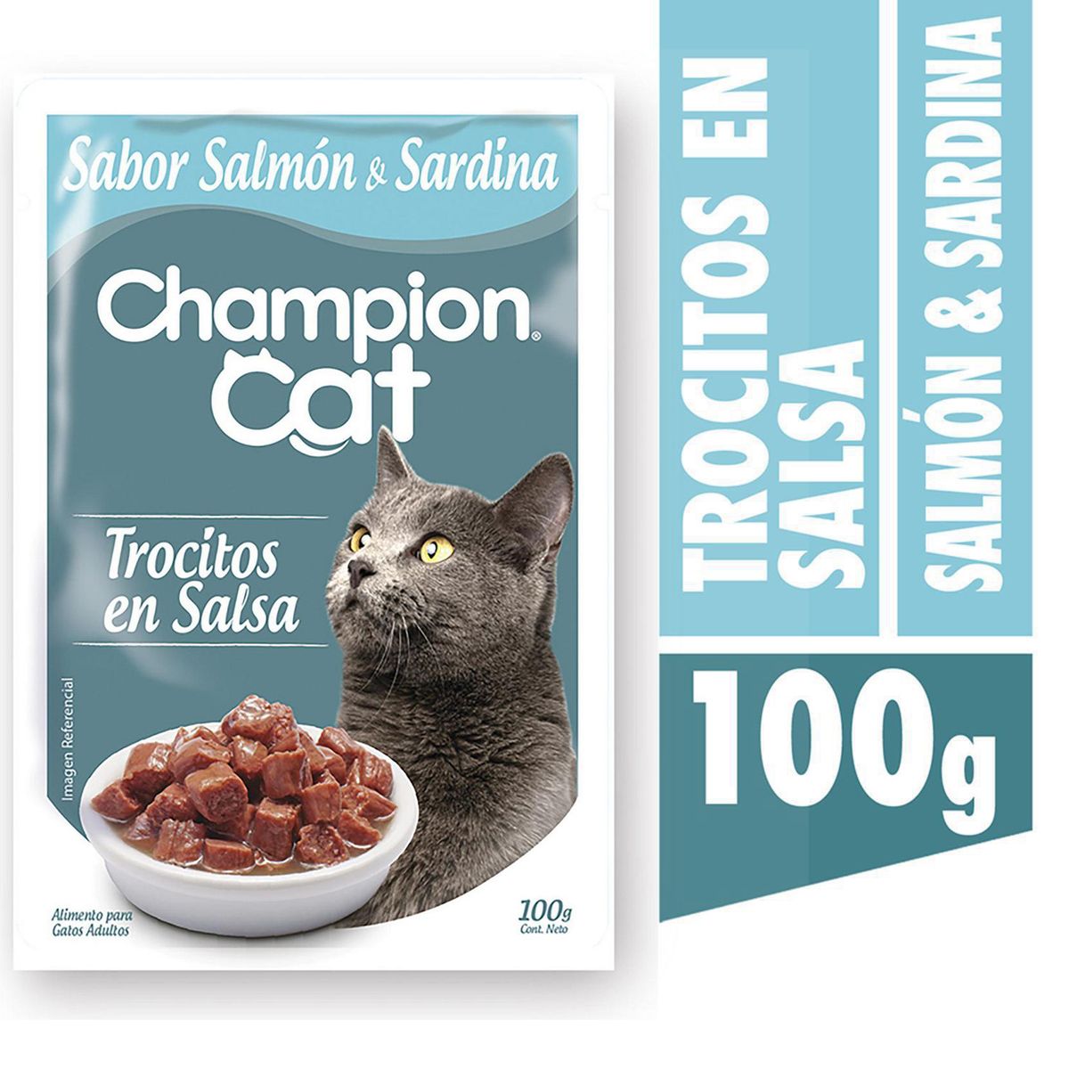 CHAMPION CAT - Alimento húmedo para gato adulto 100 g salmón