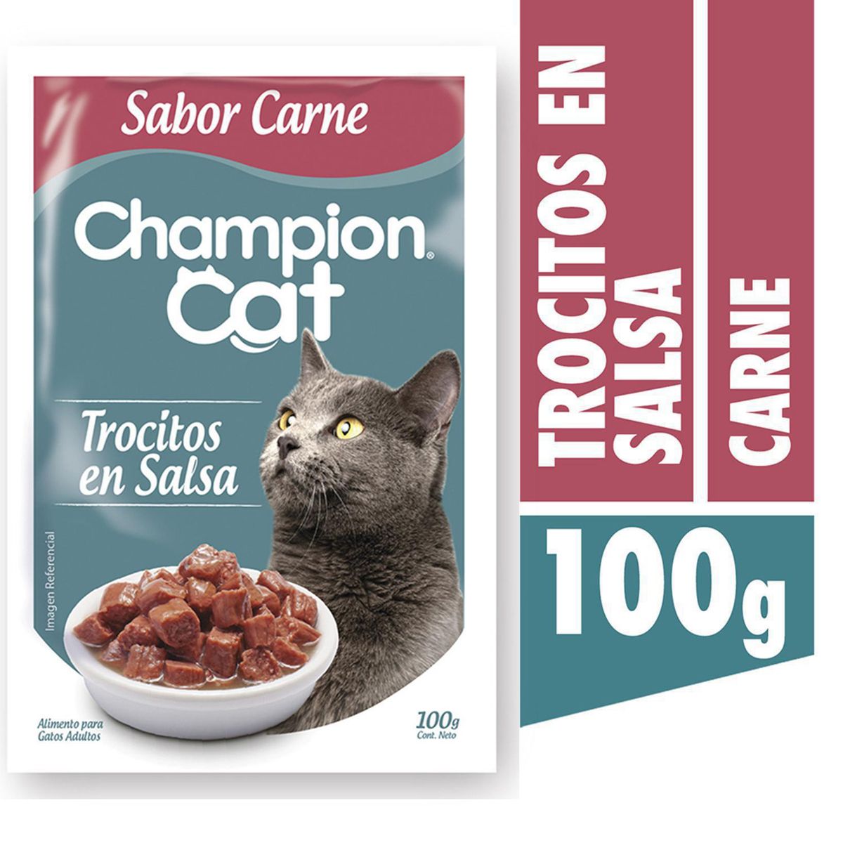 CHAMPION CAT - Alimento húmedo para gato adulto 100 g carne