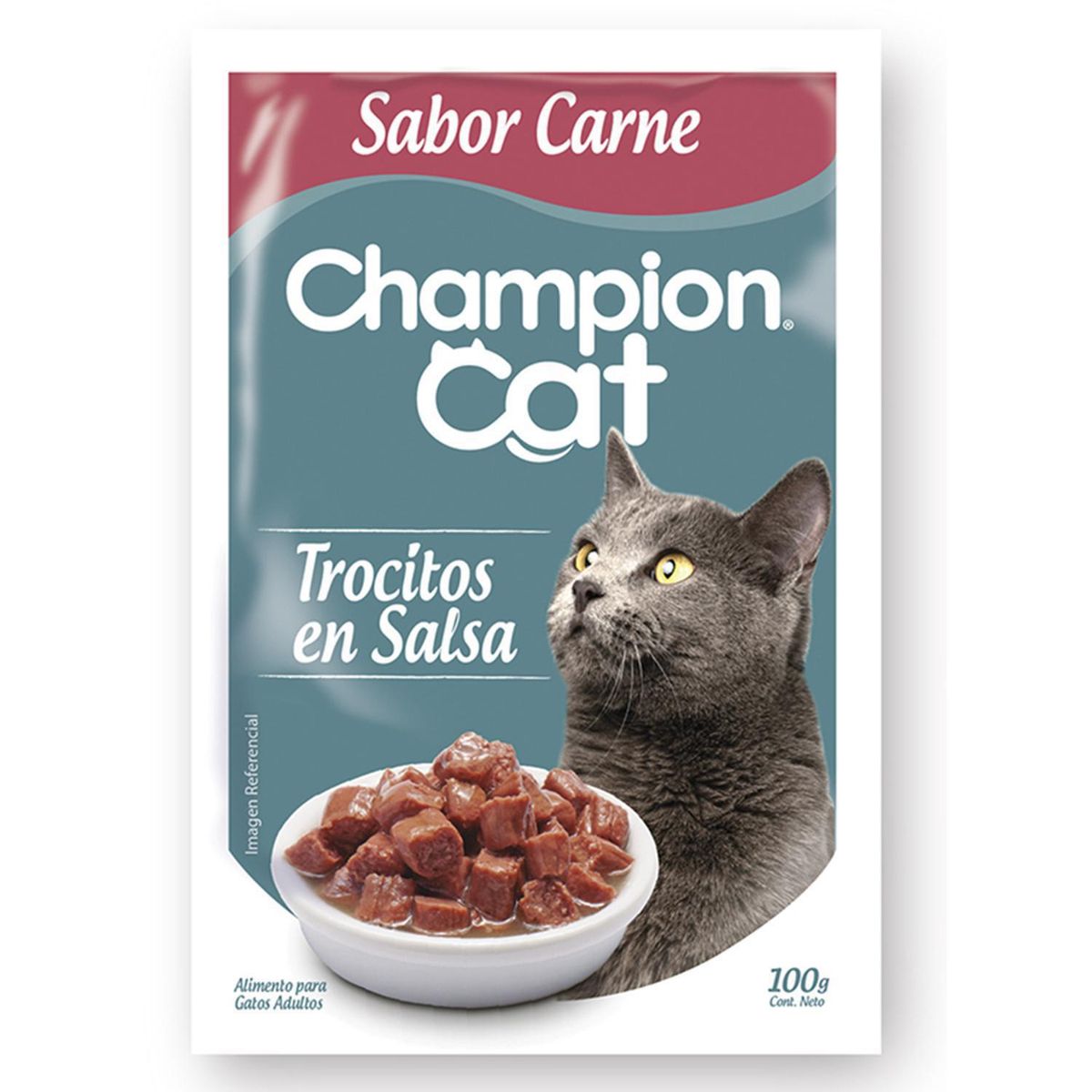 CHAMPION CAT - Alimento húmedo para gato adulto 100 g carne