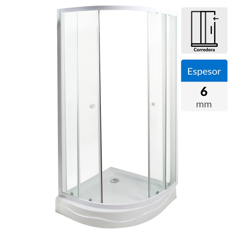 SENSI DACQUA - Shower Curvo con Receptáculo 80x80x200 cm