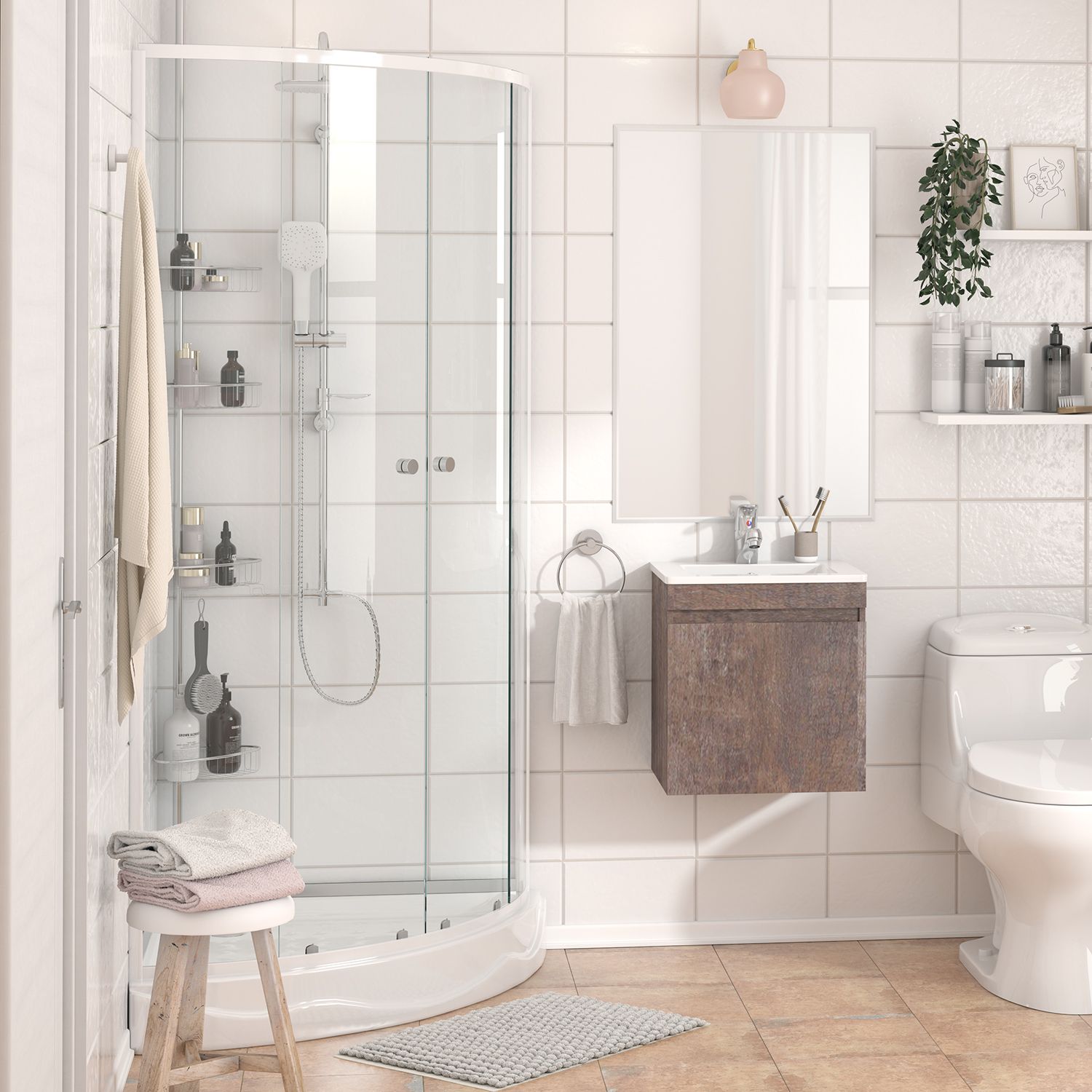 SENSI DACQUA Shower Curvo con Receptáculo 80x80x200 cm | Falabella