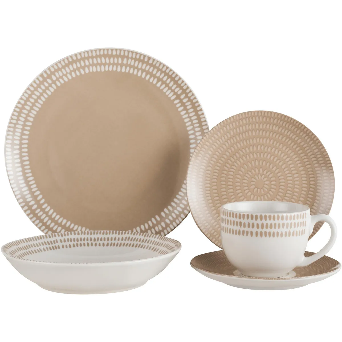 JUST HOME COLLECTION - Juego de Loza 30 Piezas Porcelana Beige
