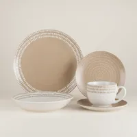 Juego de Loza 30 Piezas Porcelana Beige