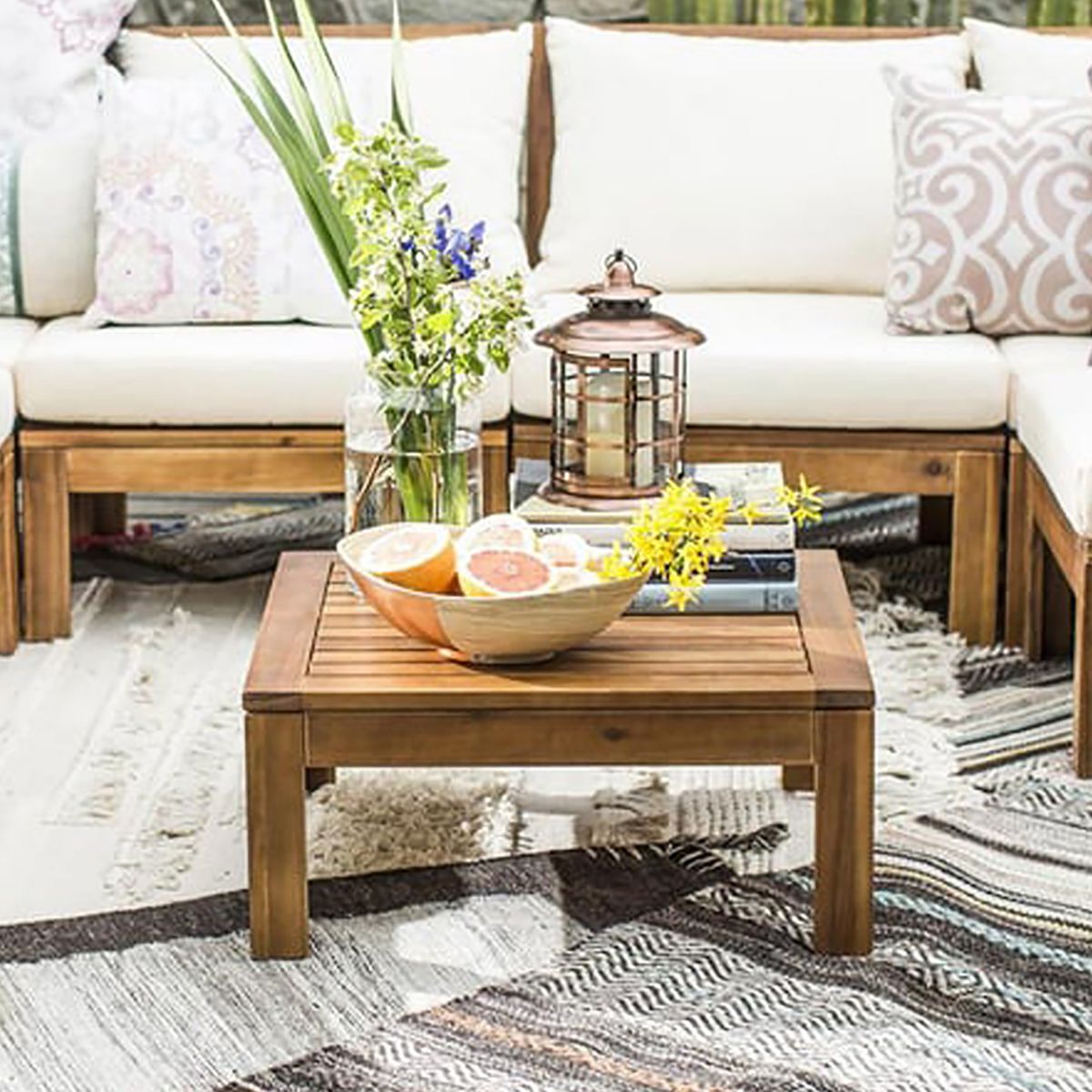 JUST HOME COLLECTION - Mesa de Centro Cuadrada Madera 63x28x63 cm Natural