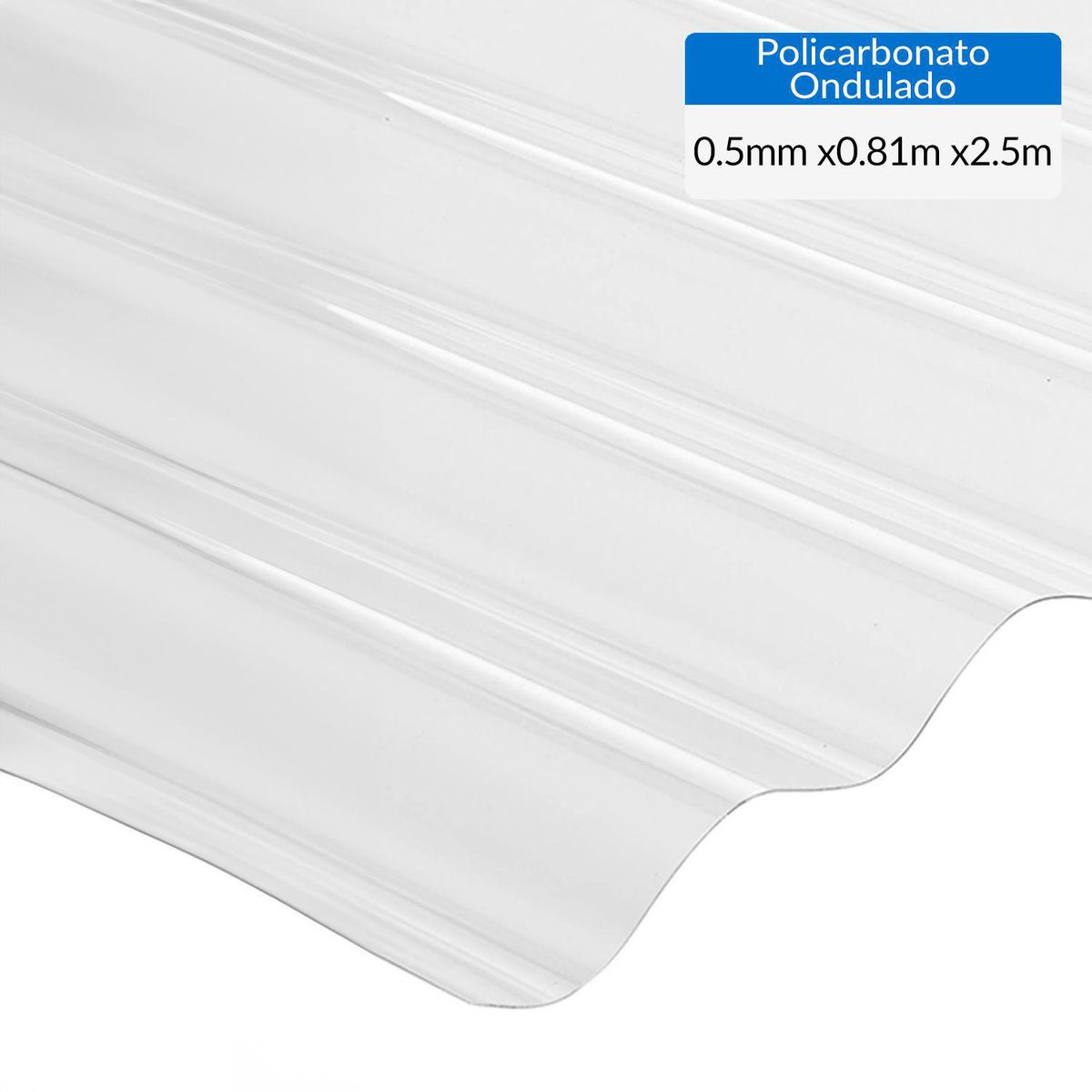 GENERICO - Plancha Policarbonato Ondulada 0.5 mm 81x250 cm Transparente