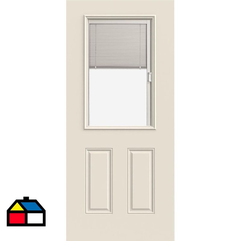 HOLZTEK - Puerta con Vidrio Termopanel Acero 85x200 cm Medio Cuerpo con Persiana Blanco