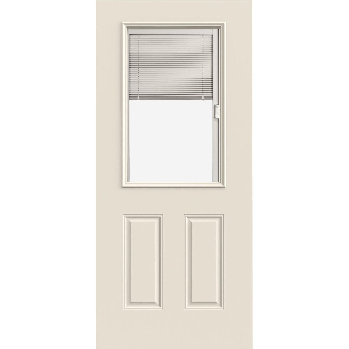 HOLZTEK - Puerta con Vidrio Termopanel Acero 85x200 cm Medio Cuerpo con Persiana Blanco