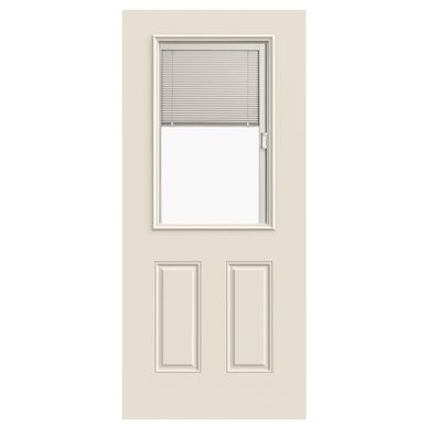 Puerta con Vidrio Termopanel Acero 90x200 cm Medio Cuerpo con Persiana Blanco