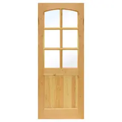 GENERICO - Puerta Pino Oregón 2 Paneles 6 Vidrios con vidrio